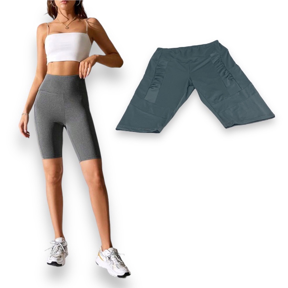 NWOT CURVE high waisted biker shorts with pockets grey 2XL